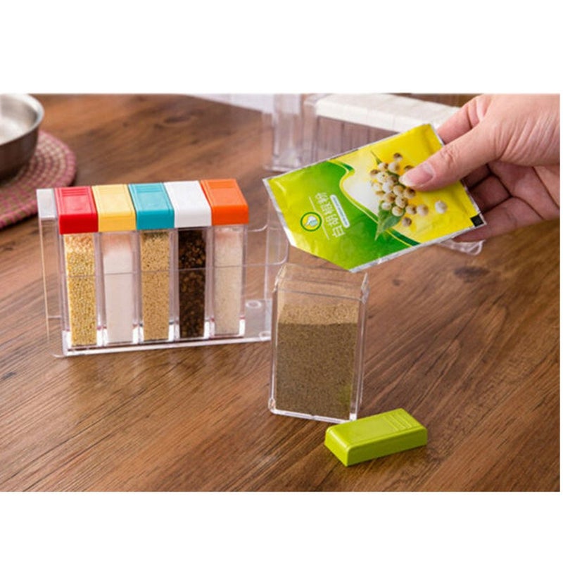 PDFans Spice Shaker, 6 Pcs Seasoning Rack Spice Pots Storage Container Condiment Jars with Tray for Salt Sugar Cruet - Image 4